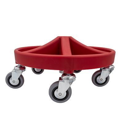 Montørstol/Taburet med sæde i PU-skum, fodkryds med 5 rum, 5xØ75 hjul og højde 350-470 mm (RØD)